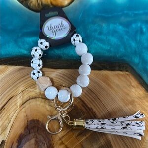 Soccer‎ Ball Beaded Keychain with Tassel